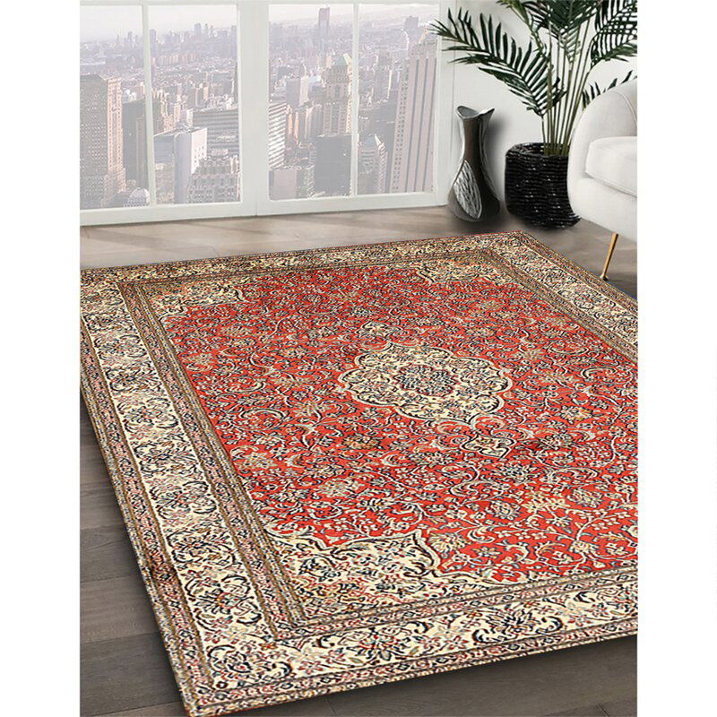 Rouge oriental/beige/brun Tapis décoratif, Rectangle 7 pi x 9 pi