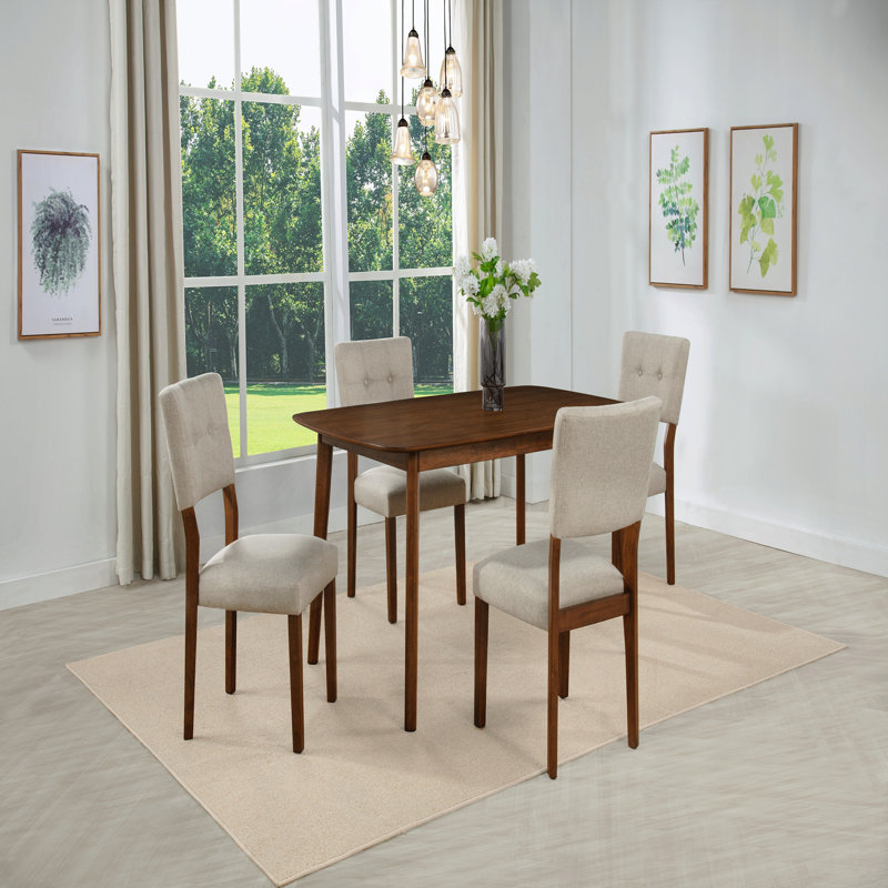 Chaise rembourrée Mid-Century, 5 pièces: table, 4 chaises 