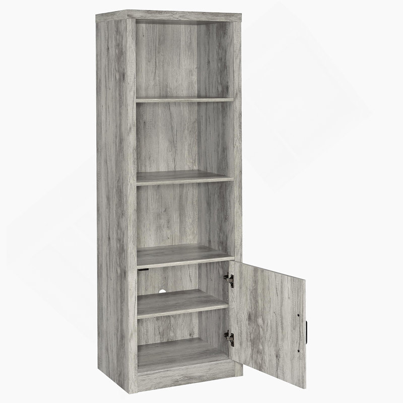 Bookcase With Three Fixed Shelves And One Adjustable Shelf For Living Room, Gray