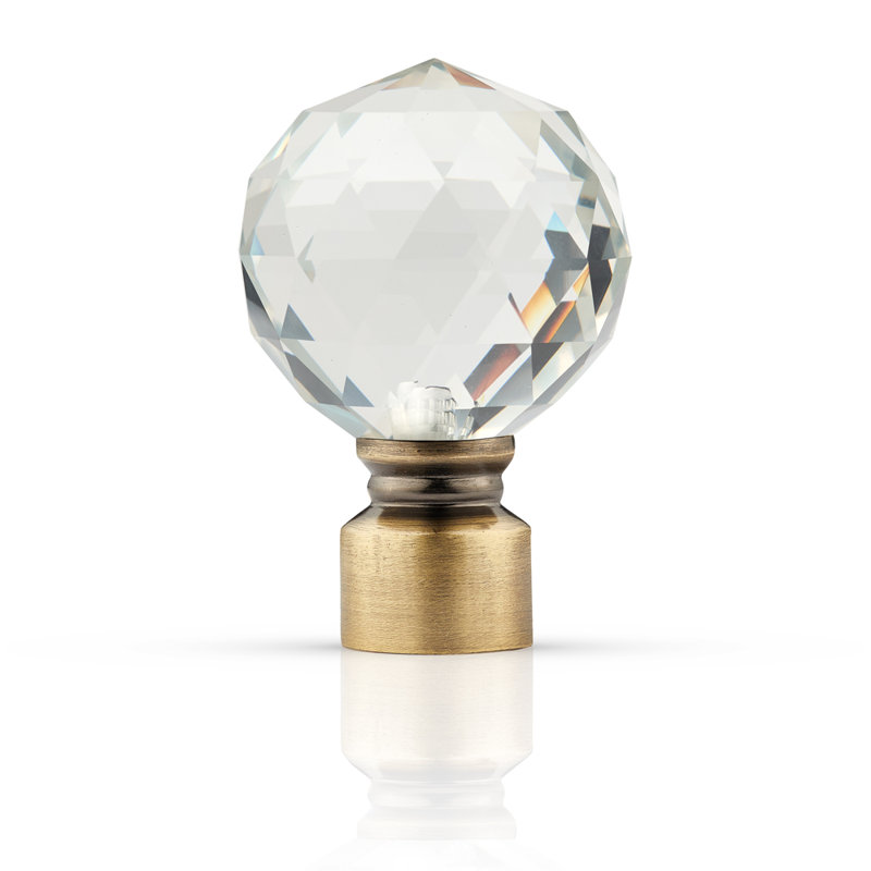Crystal Adjustable 2cm Single Curtain Pole, 1.2 - 2.1m, Antique Brass