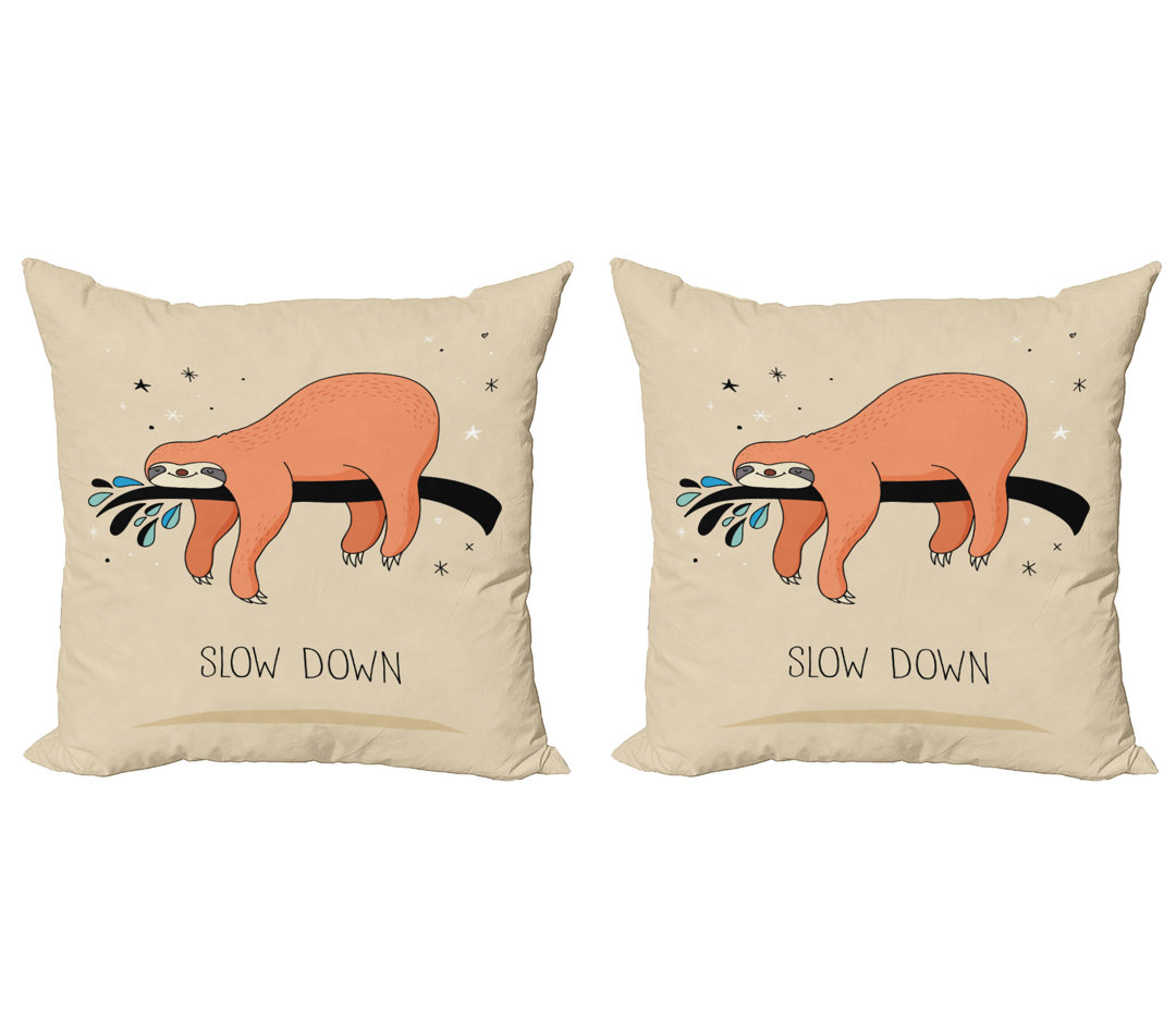 Kissen Kissenbezug 2er Pack, Sleepy Sloth Cartoon