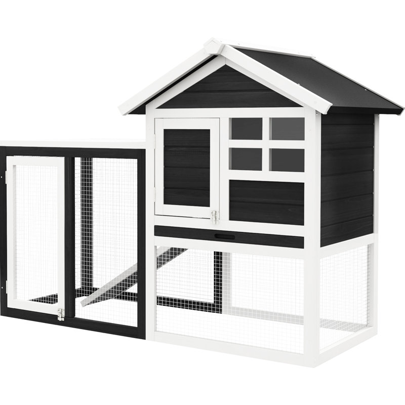 Cage de toit 48 "en bois gris pour intérieur et extérieur avec lapin imperméable intérieur et extérieur