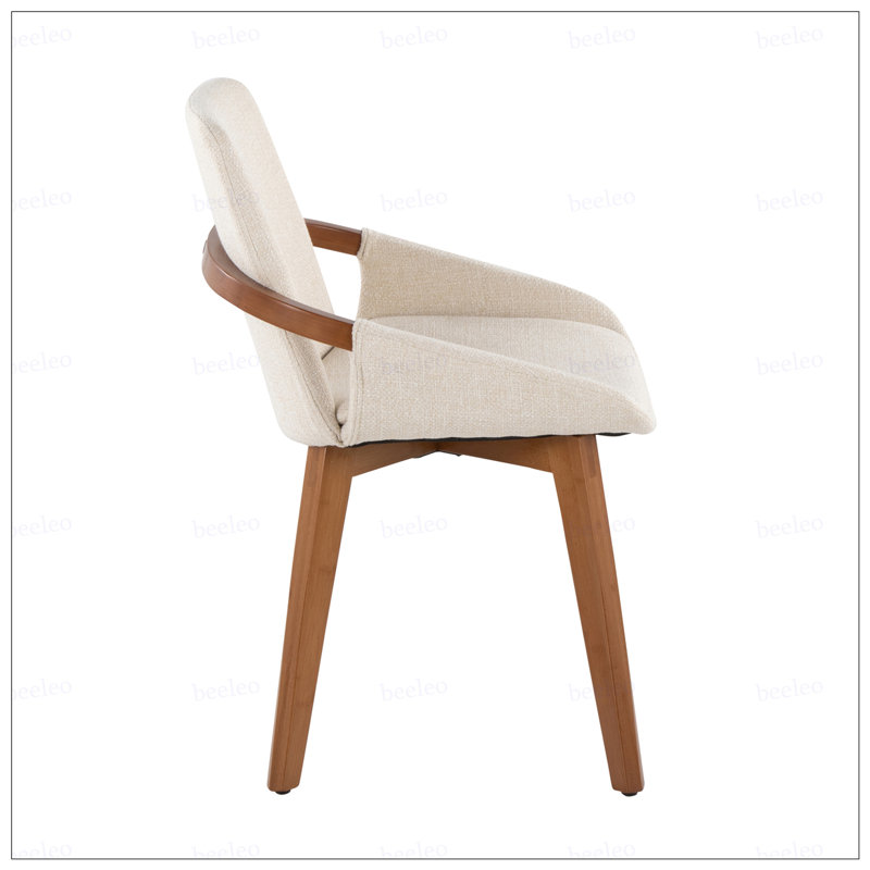 Chaise en bambou noyer et tissu crème