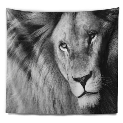 Tête de lion en tapisserie grise
