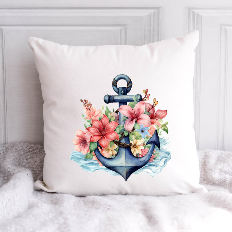Nautical Sea Life_203 - Coussin décoratif avec coussin décoratif, H 16 po x l 16 po