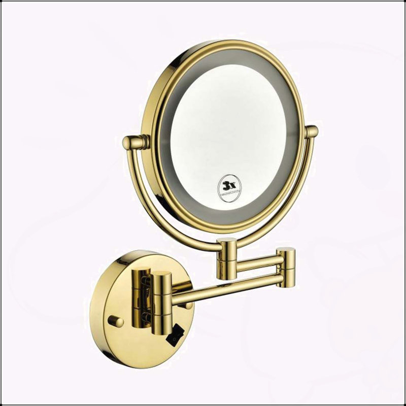 Miroir de salle de bain mural polyvalent à DEL avec deux côtés et rotation à 360 degrés pour le maquillage et le rasage