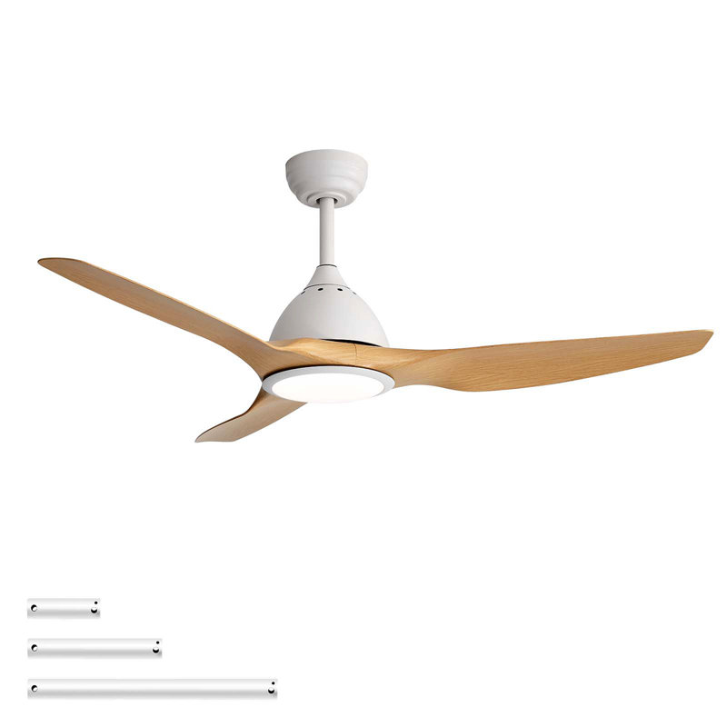 52 Inch Ceiling Fan With Light 22W 3 Color Dimmable LED Memory Function Quiet Reversible DC Motor 1H 4H 8H Timer For Large Rooms