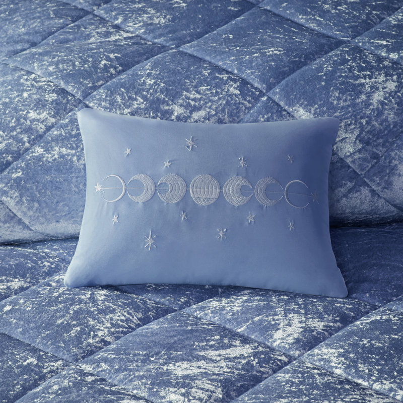 Twin/Twin XL Blue Crushed Velvet Quilted Duvet Set