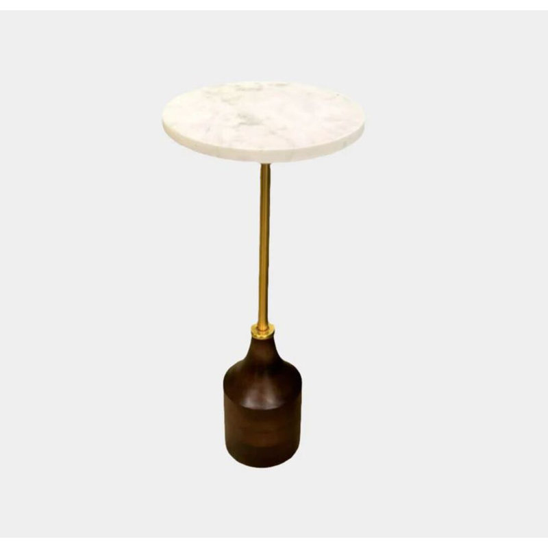 Cass Marble Side Table, Walnut