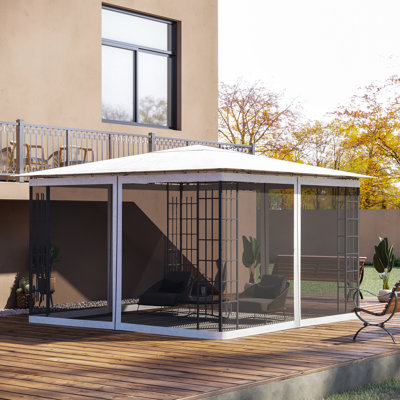 10' X 12' Gazebo Netting Sidewall Replacement, White - Outdoor Space From And Debris, Quick Installation Replacement Mesh Netting, Keep Out Area Clean, Effortless To Install