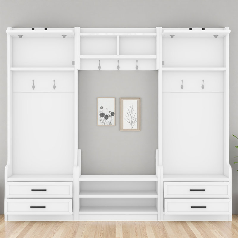 Elegant 4-In-1 Detachable Hall Tree With Storage And 7 Hooks – Versatile Hallway Coat Rack With Storage Drawers And Cabinet For Entryway And Hallway