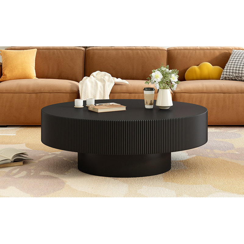 Easy Assembly Round Coffee Table, Black