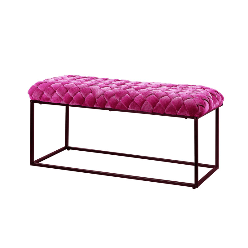 Gemma 39" Upholstered Velvet Bench, Fuchsia