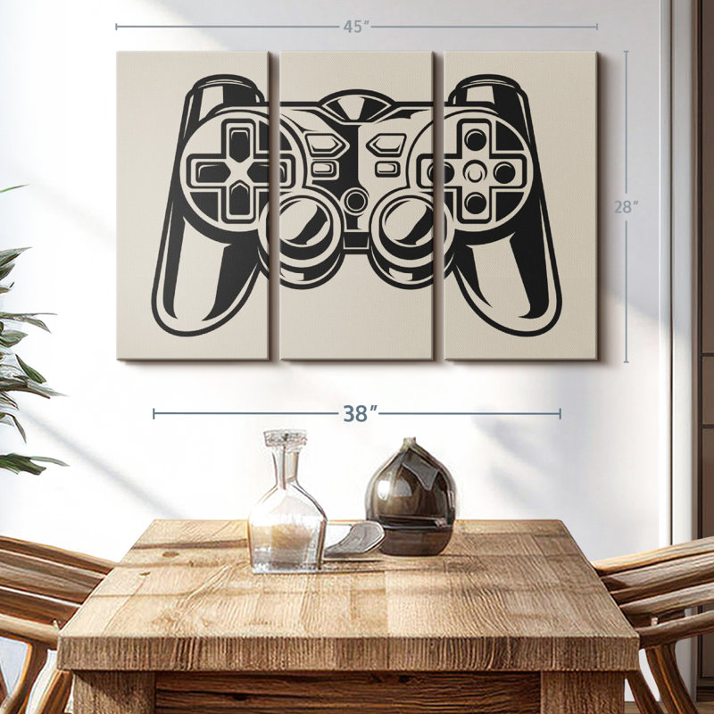 Illustration de contrôleur de jeu sur toile, H 28 po x l 45 po x P 1,25 po
