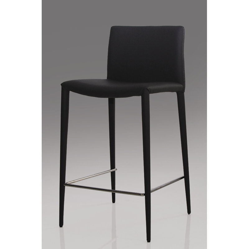 Zeno Upholstered Counter Stool, Counter Stool (26" Seat Height), Black