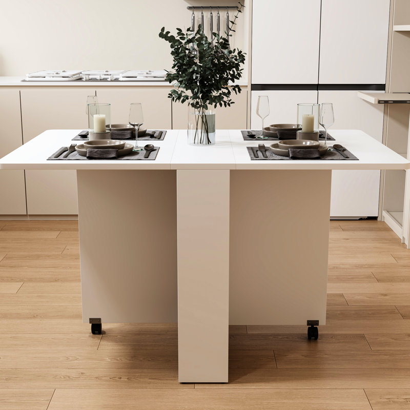 Table pliable 49,76 pouces blanc - convient à la maison, peut accueillir de 5 à 6 personnes, avec une roue de frein mobile facile à déplacer et à ranger Great Universal