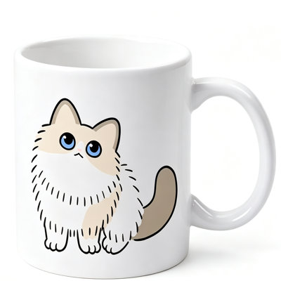 1pc Adorable Ragdoll Cat Ceramic Coffee Mug – Cute Blue-Eyed Kitten Design, Perfect for Pet Lovers & Friends.