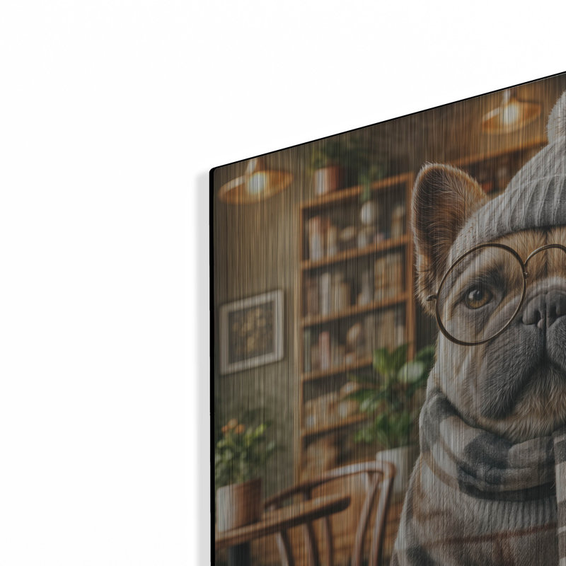 «Hipster Dog - French Bulldog» par Rey Klimt, art mural en métal, H 24 po x l 24 po