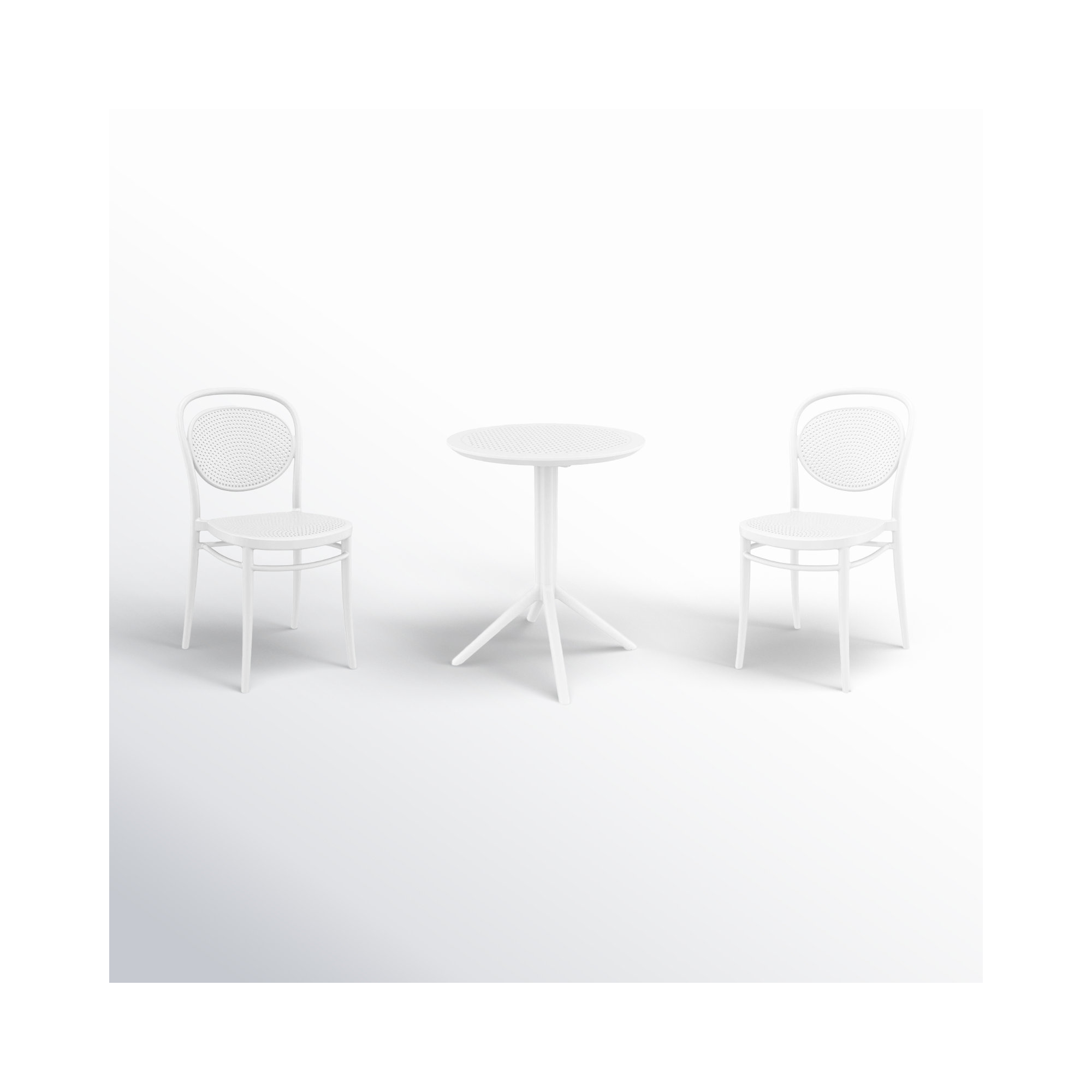 Farrah Round 2 - Person 24" Long Bistro Set, White