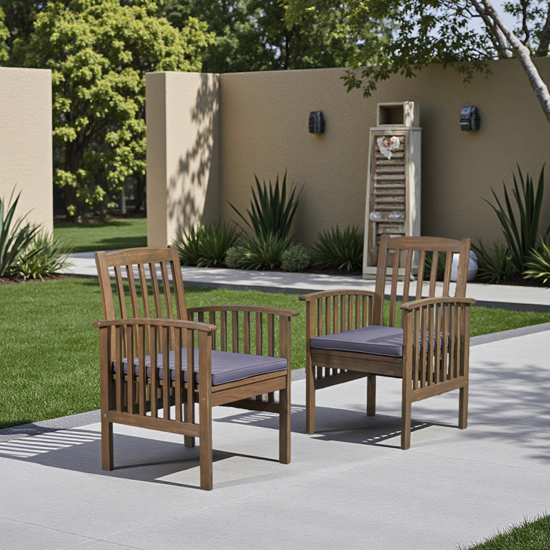 Chaise avec 2 coussins ACACIA, Bleu, Gris foncé