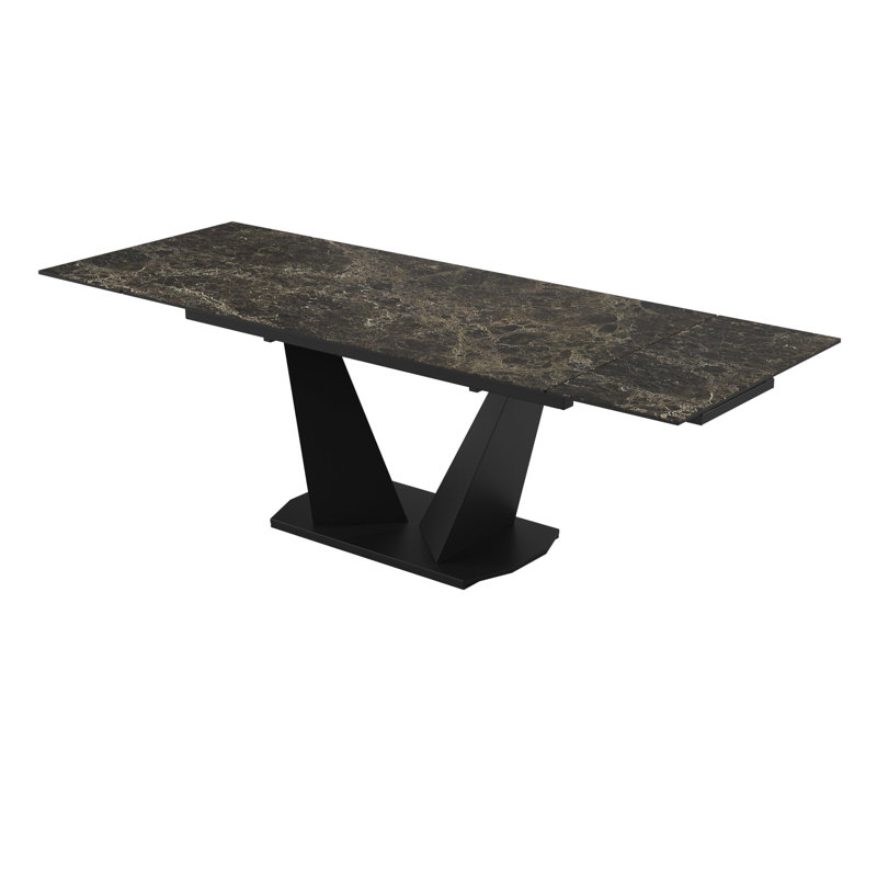 Parma Glass Top Metal Base Dining Table, 29" H x  55" L x 31" W 