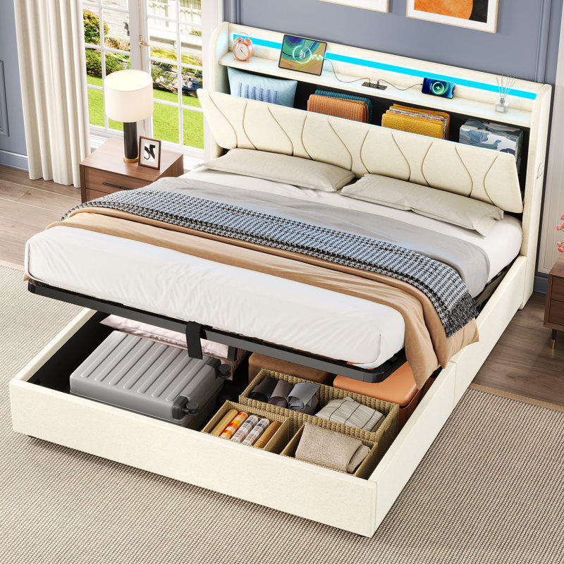 Ottoman Storage Bed, Beige