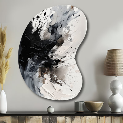Black Textured Splash Paint Art IV - Abstract Painting Boom Shape Irregular Metal Wall Decor