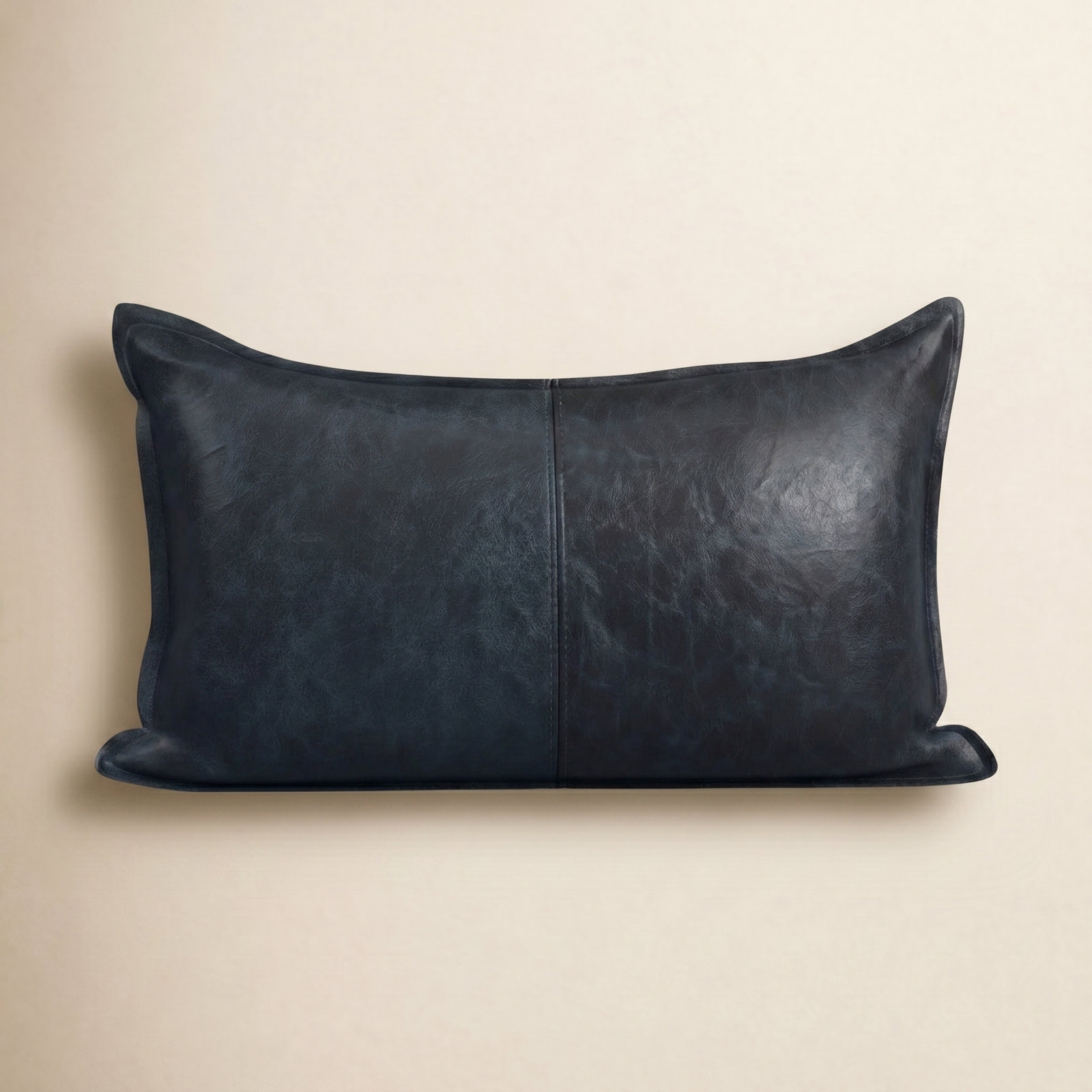 Cutler Leather Accent Pillow, Black, 14" x 26", Rectangular