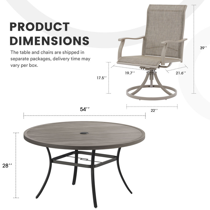 Devaki 8 - Person Patio Dining Set with Round Table, Sandshell
