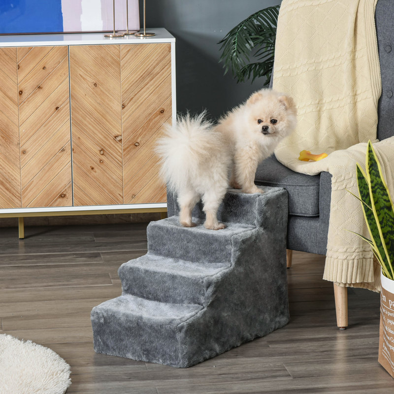 Dylon Dog Steps for Sofa 4 Steps Dog Stairs Pet Stairs, Grey