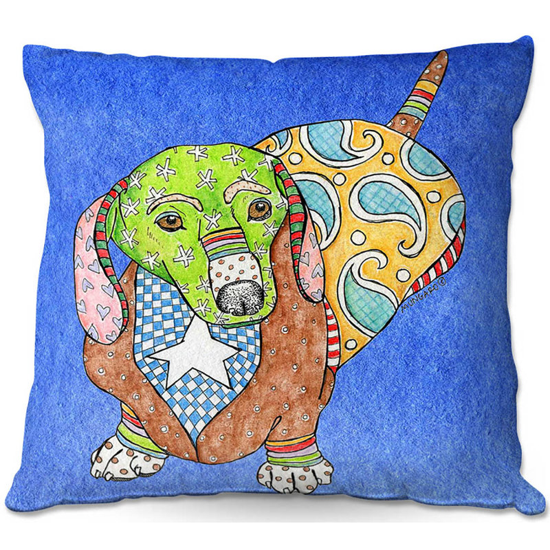  Coussin décoratif Couch Dachshund Dog, 16 po x 1 po, Blanc