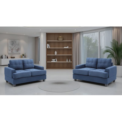 Dijon Navy Blue Loveseat Set Of 2