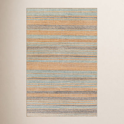 Murrayville Gray Blue Flatweave Striped Jute Rug