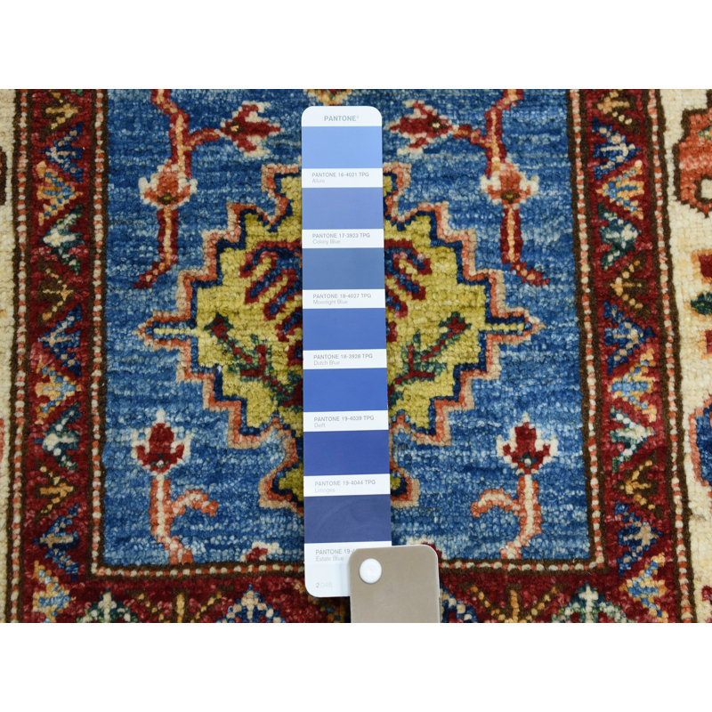 Tapis unique en laine noué à la main rouge / bleu / beige de 2 pi x 3 pi 1 po Bechtold