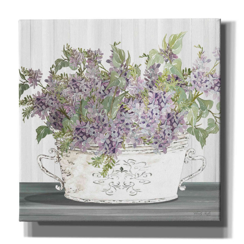 «Lilac Galvanized Pot» par Cindy Jacobs, art mural sur toile, L 37 po x H 37 po x P 1,5 po