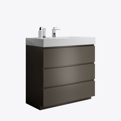 Meuble-lavabo autoportant avec grand lavabo et rangement