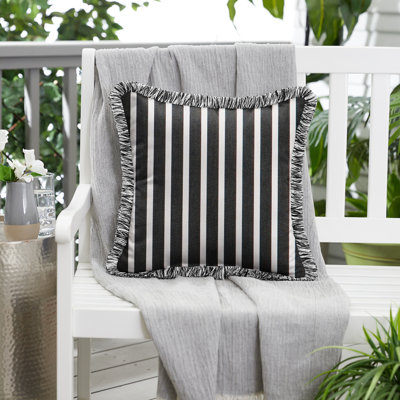 Sunbrella Outdoor Stripe Fringe Side Accent Pillow Single
