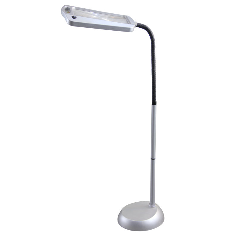 Full Page Magnifier Floor Lamp, Silver, Silver