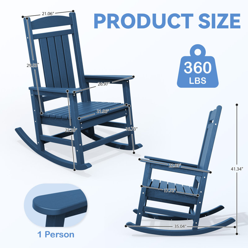 Chaise berçante en PEHD Adirondack, Marine