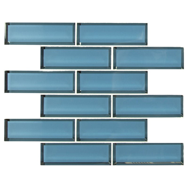 Subway 12 in. x 12 in. Glossy Glass Mosaic Wall Tile, Mizu