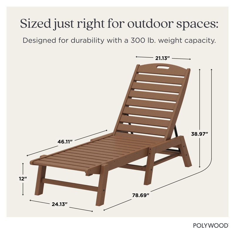 POLYWOOD Nautical Chaise, Teak