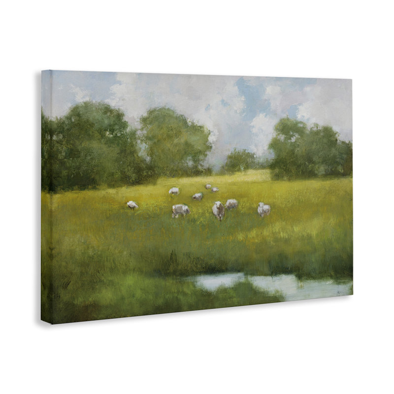 «Sun Grazing Sheep», art mural sur toile par Julia Purinton, H 24 po x l 36 po