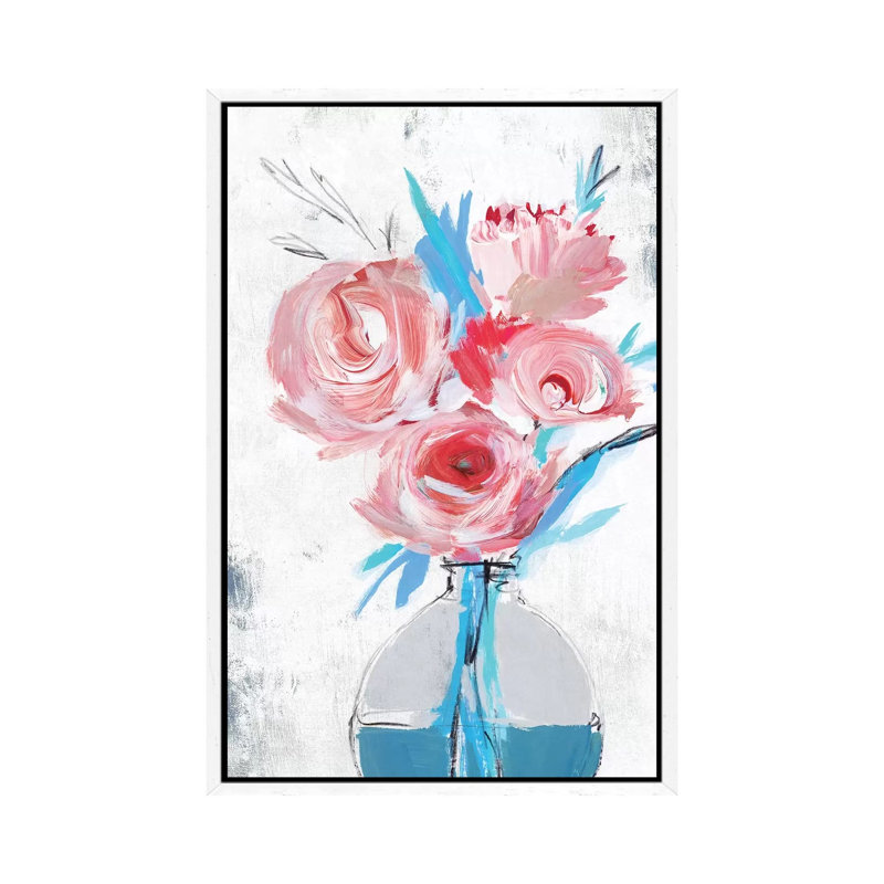 Blue Vase II by Isabelle Z - Painting on Canvas, 66.04 cm H x 45.72 cm W, White Framed