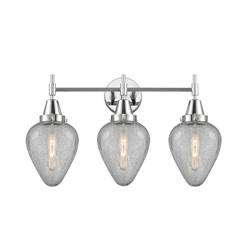 Éclairage pour meuble-lavabo à 3 lumières à intensité variable Gayle, Blanc mat, Ampoule DEL rétro 4 watts, Chrome poli