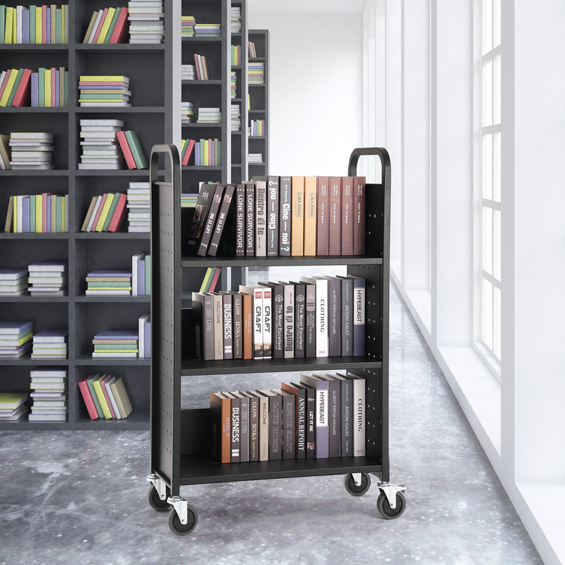 49.2'' H x 31.1'' W Book Cart with Wheels, Black