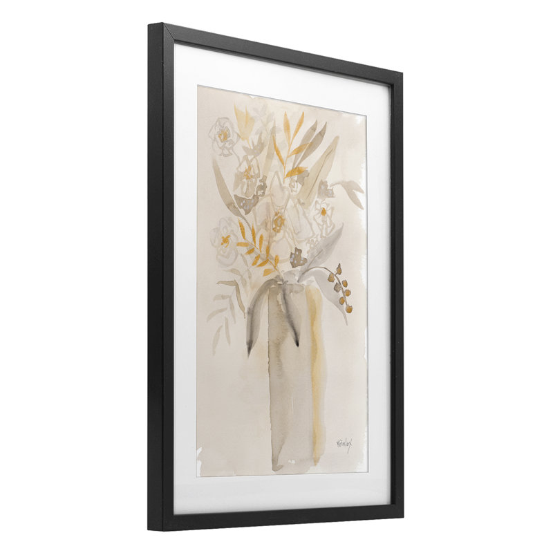 "Earthy Soft Flower Vase", impression par Krinlox, Cadre noir minuit, H 23 po x l 17 po