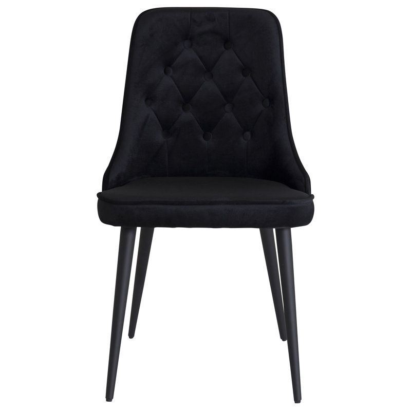 Jalen 49cm H Polyester Blend Upholstered Side Chair, Black, Black