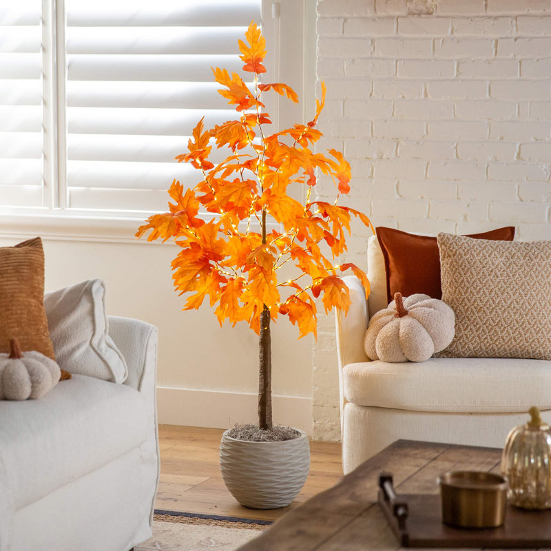 Arbre d'automne artificiel pré-éclairé avec 180 lumières DEL blanc chaud, H 48 po x l 28 po x P 28 po