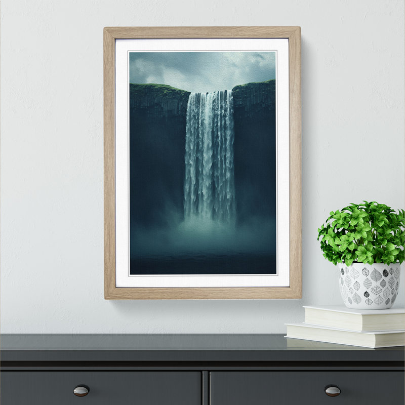 Waterfall Minimalism No.2 - Framed Print, 46cm H x 34cm W x 2cm D, Oak 