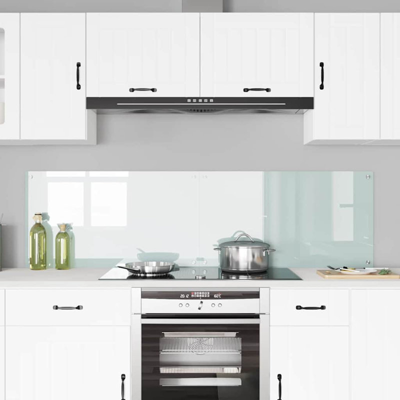 Vidaxl Kitchen Backsplash White 80 X 40 Cm Tempered Glass, White, 50cm H x 90cm W
